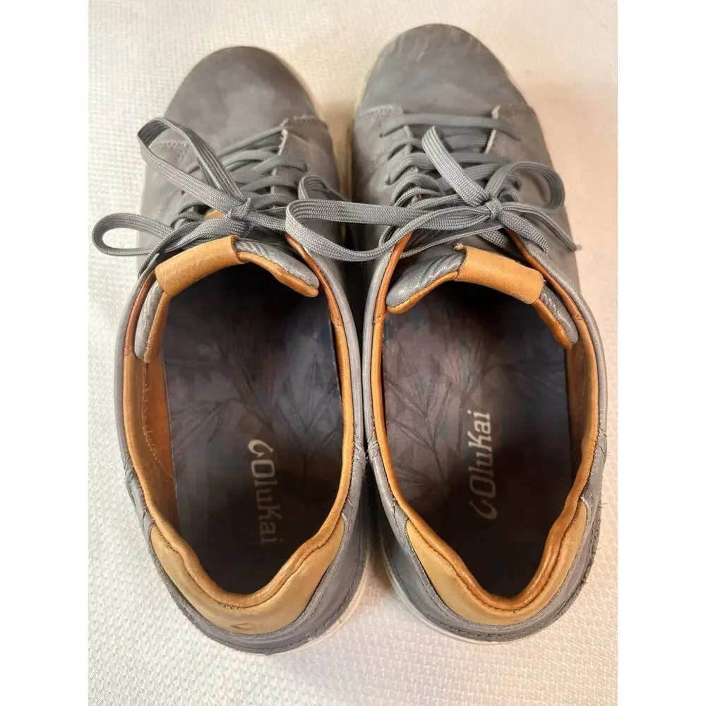 Olukai Lae‘ahi Lī ‘Ili Men Gray‎ Waterproof Leather Sneakers Size US M 11 Shoes